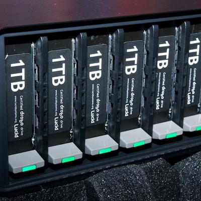 An 8-bay DroboPro filled with Lucid Certified Disks.